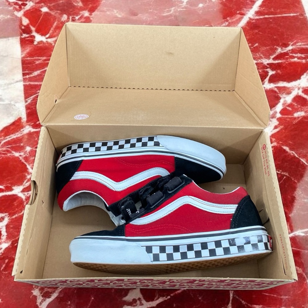 Vans Old Skool V OTW Strapped Black Red Checkerboard Men 5.5 / Women 7 - Picture 11 of 12